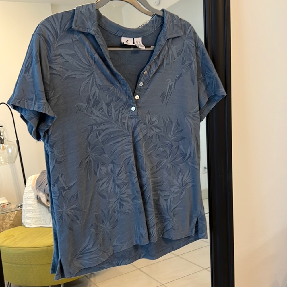 VINTAGE Caribbean Joe Blue Polo Tee Three Buttons Size XL fits like Medium
